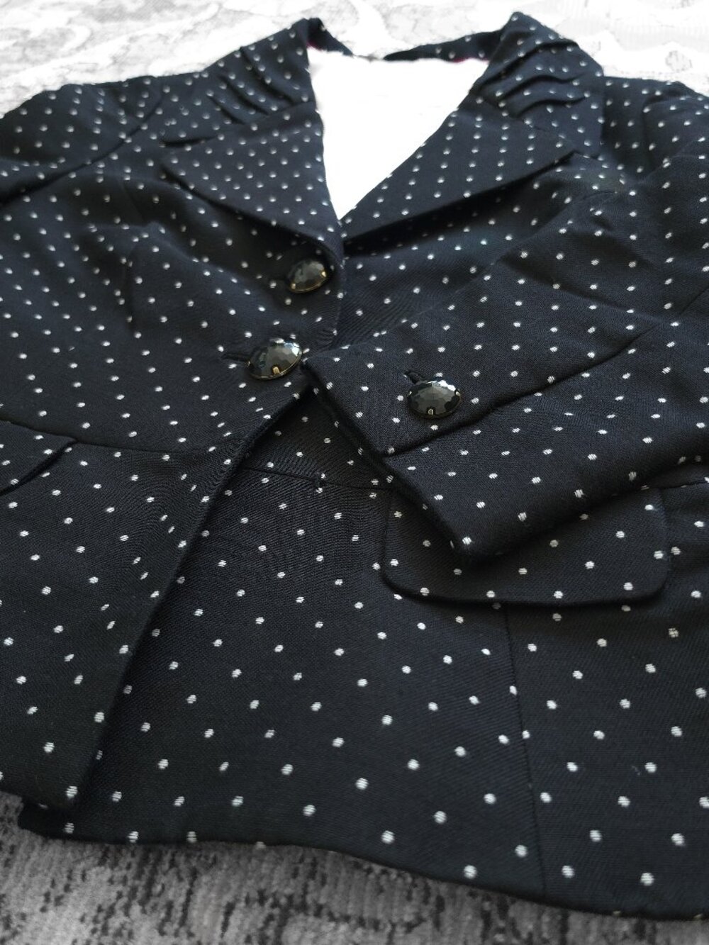 Kate Spade Black & White Polka Dot Peplum Blazer Women's Size Maybe 2 or 4